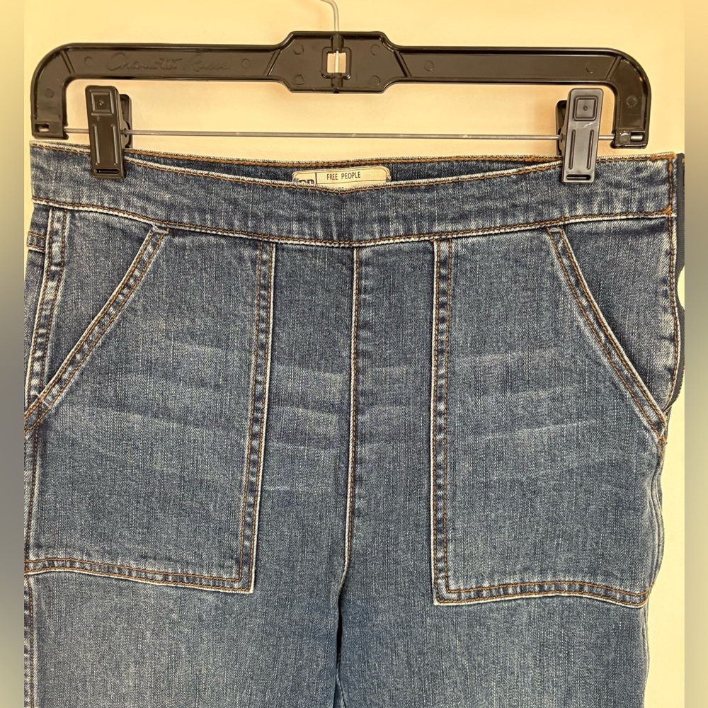 Free People High Rise Medium Wash Side Zip Denim Jeans Size 27 Boho Vtg Look - Picture 3 of 11